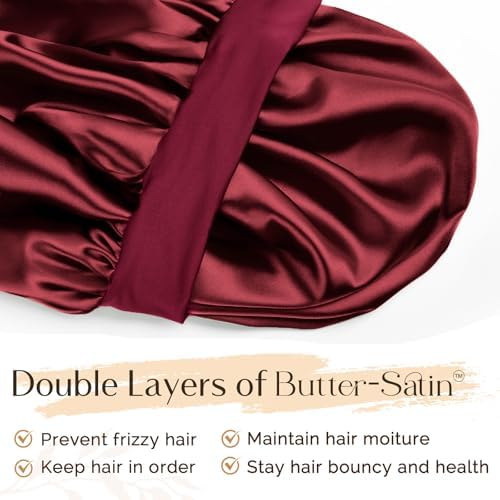 YANIBEST Satin Bonnet for Sleeping Women Double Layer Hair Silk Bonnets for Sleeping with Elastic Band