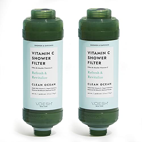 VOESH Vitamin C Shower Filter, Shower Aromatherapy, Water Purifier, Water Softener, Vegan Probiotics, Spa Shower Head, Water Filter, Shower Self-Care