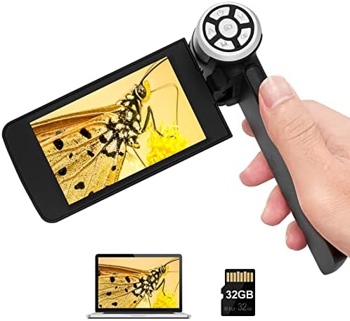 Andonstar AD203 Handheld Digital Microscope, Portable Pocket USB Coin Microscope with 4 inch Screen for Kids and Adults, Black, Electronic FHD Video, Windows Mac PC