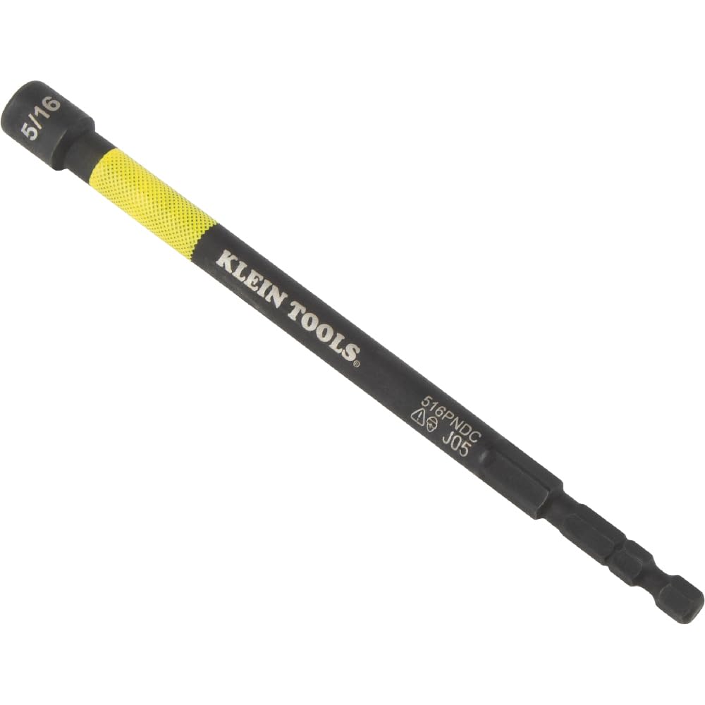 Klein Tools 65411PK3 Magnetic Color-Coded Power Nut Setter Set, 1/4-Inch Impact Hex Drive, 5-Inch Shaft, Extended Reach, 3-Piece