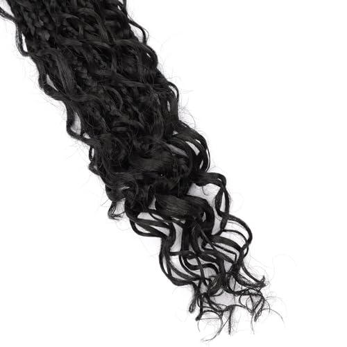 Goddess Box Braids Crochet Hair - 24 inch Crochet Box Braids Pre Looped 8 packs Boho Box Braids Crochet Hair Curly Ends,Bohomian Box Braid Crochet Hair for Black Women 1b