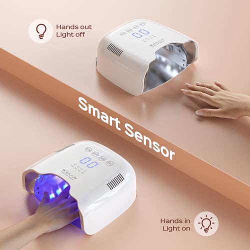 BOLASEN Cordless Rechargeable UV Nail Lamp - UV Light for Gel Nails with Metallic Reflector & Metal Base, 54W Portable Wireless LED Nail Dryer, Professional Fast Charger Curing Lamp for Salon or Home