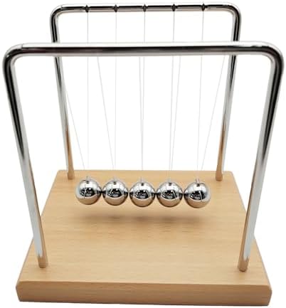 QLKUNLA Newtons Cradle Balance Balls Science Physics Gadget Desktop Decoration Kinetic Motion Toy for Home and Office (Beech,5 Balls)