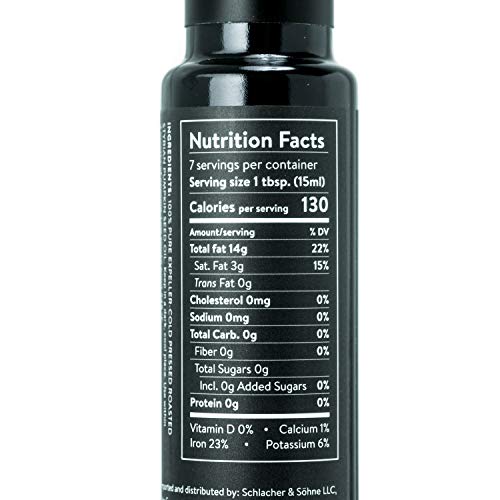 Schlacher & Söhne Styrian Pumpkin Seed Oil: 100% Pure, Cold Pressed, Non GMO, Gluten Free, Vegan, May Helps in Hair Growth, Made in Austria (100 ml, 3.3 FL OZ)