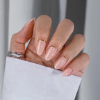 BTArtbox Press On Nails Almond - Short Nails Press Ons with Gold Foil Design, Glue On Nails for Women Gift, Supremely Fit Glossy Stick On Nails in 16 Sizes - 30 Nail Kit, Gold End