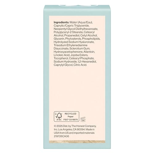 Honest Beauty Sensitive Skin Daily Calm Lightweight Moisturizer, Reduces Redness, Hydrates, Hypoallergenic, Fragrance-Free Vegan, 1.7 fl oz