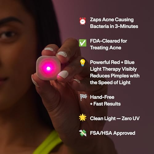 l.a.b Light Therapy Acne Patch, 2-Pack, LED Red and Blue Light Hydrocolloid Acne Patches, Fast Acting 3 Minute Skin Care Pimple Patch Spot Regimen for Zits, Blemishes, 60 Uses