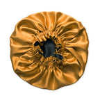 100% Pure Silk Bonnet for Sleeping Women - Reversible Mulberry Silk Hair Wrap - Satin Sleep Bonnet for Black Women - Silk Bonnet Satin Head Wrap for Sleeping - Made in USA (Amber Yellow and Black)