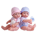JC Toys Berenguer Boutique Realistic La Newborn 12.5" Washable Vinyl Twins | Blue and Pink Themed Gift Set with Reusable Diaper, Caps, Shirts, Pacifier, Bottles and Birth Certificate