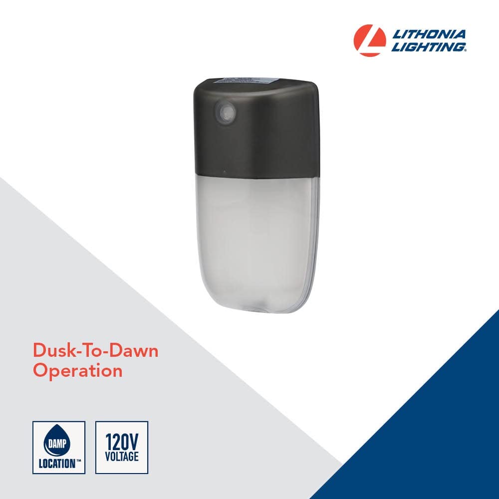 Lithonia Lighting OVWP LED 40K 120 PE DDB M4 Outdoor OVWP LED Dusk-to-Dawn Wall Sconce in Bronze, 14 Watts, 1240 Lumens