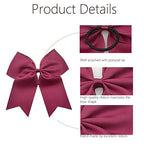 Hipcheer 20pcs 8" Large Maroon Cheer Bows for Girls, Hand-made Grosgrain Ribbon Hair Accessories for Teen Girls Softball Cheerleader Sports (Maroon 2)