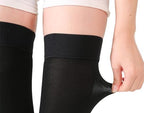 TOFLY® Thigh High Compression Socks for Women & Men (Pair), Open Toe, Opaque, Firm Support 30-40mmHg Graduated Compression Hose, Medical Compression Stockings for Varicose Veins, Edema, DVT, Black 4XL