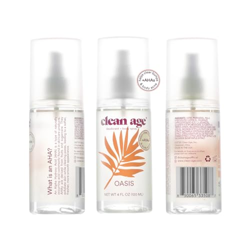 Aluminum Free Deodorant & Body Spray for Whole Body - Oasis 4oz - Clean Deodorant and Body Spray for Teen Boys and Girls - With AHA Fights Body Acne-Formula Specific Body Spray for Teens