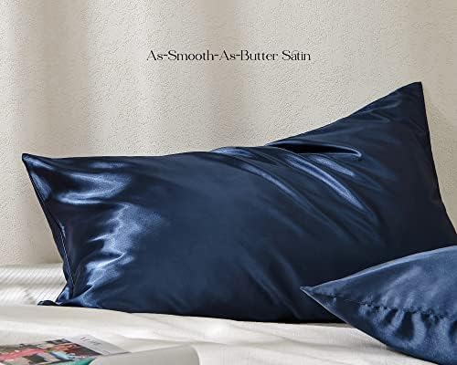 Yanibest Satin Pillowcase, Silk Pillow Cases for Hair and Skin with Zipper, Standard Pillow Cases Set of 2 for 20"x26", Exquisite Packaging for Women Men
