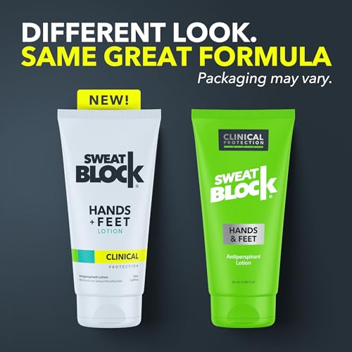 SweatBlock Antiperspirant Lotion for Hands & Feet - CLINICAL STRENGTH for Men & Women - Hyperhidrosis Aid to Stop Excessive Sweating - Reduces Foot Odor - Moisturizing w/ Aloe - Travel Size 1.69 fl oz