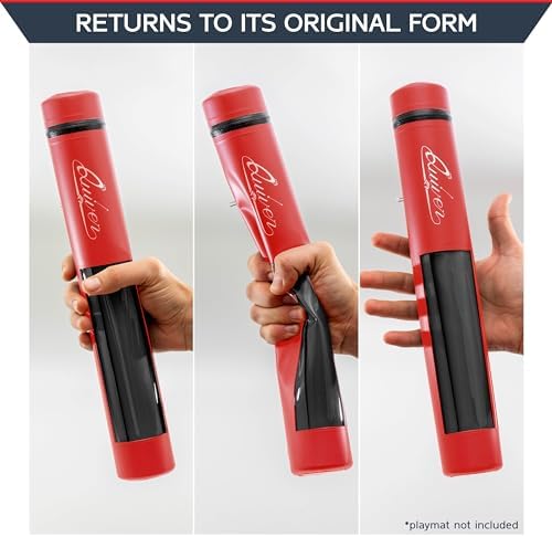 Quiver Time Red XL Orion Playmat Tube - TCG MtG Playmat Tube Case Bag with Waterproof Zipper, Hidden Dice Pocket, Adjustable Removable Shoulder Strap, See-Through Window, Fits 14" and 15" playmats