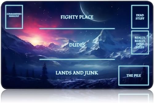 for MTG Game Playmat, for Magic TCG Rubber Play mat,Tabletop Card Playmats with Smooth Surface,Trading Card Inked Game Mat with White Zones,Battle Game,Snow Mountain Moon