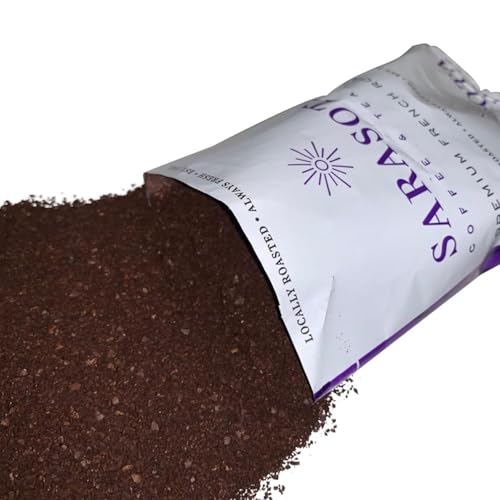 Sarasota Coffee Ground Packets | Gourmet Dark French Roast Ground Coffee Packs | Cubano European | Low Acid Mold Free Singles Individual Pouches for 12 Cup Coffee Maker | 2 Ounce Bags, 12 Count