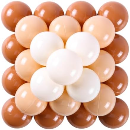 GOGOSO Ball Pit Balls for Toddler, Baby Plastic Playballs Kids Soft Pastel Pelotas Non-Toxic BPA-Free,Cream Coffee+Khaki+White,100 Balls