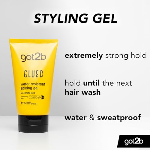 Got2B Schwarzkopf Glued Spiking Glue Hair Gel, Water Resistant, Strong Hold for Up to 72 Hours, 150 ml,package may vary