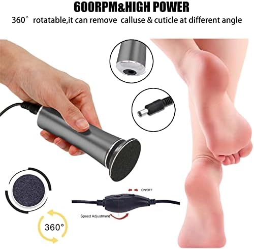 Electric Foot File Callus Remover Professional Foot File Pedicure Tools Adjustable Speed 120pcs Replacement Sandpaper disc Easy to Remove Cutin Dead Skin calluses(Black 120pcs)