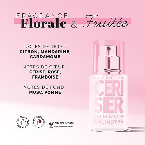 SOLINOTES Cherry Blossom Perfume for Women - Eau De Parfum | Delicate Floral and Soothing Scent - Made in France - Vegan - 0.5 fl.oz