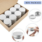 TUZAZO 24Pack 2 Oz Aluminum Tin Cans with Screw Lid and Labels, Refillable Travel Sized Cosmetic Containers Small Tins for Salves, Lotion Bars, Beard Balms, Candles