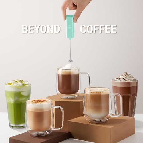 Powerful Milk Frother Wand - Mini & Mighty Handheld Drink Mixer - Portable Coffee Frother For Latte, Cappuccino, Matcha, Hot Chocolate, Creamer - Mint