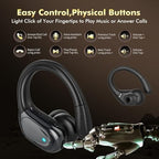 Wireless Earbuds, Sports Bluetooth Headphones, 80Hrs Playtime Ear Buds with LED Power Display, Noise Canceling Headset, IPX7 Waterproof Earphones for Workout/Running