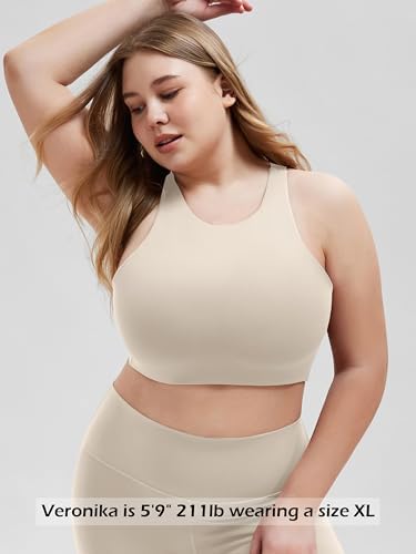 ODODOS Racerback Tank Bra for Women High Neck Non Padded Medium Support Sports Bra Workout Yoga Crop Tops