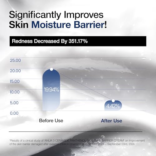 ANUA 3 Ceramide Panthenol Moisture Barrier Cream, Hydrating Face Moisturizer for Normal Skin, Panthenol, Ceramide, Centella for Skin Barrier Non Comedogenic, Korean Skincare (100ml/ 3.38 fl. oz.)