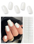 Semi Cured Gel Nail Strips (White Glazed Donut)-20 PCS Gel Nail Stickers | Gel Nail Wraps | UV Light Required, Salon Quality & Easy to Use