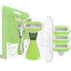 Mini Razors for Women Travel, Extra Smooth On The Go Razor, Portable 5-Blade Womens Razors for Shaving, Travel Essentials for Women, 1 Mini Razor, 3 Refills and 1 Travel Case, Avocado Green