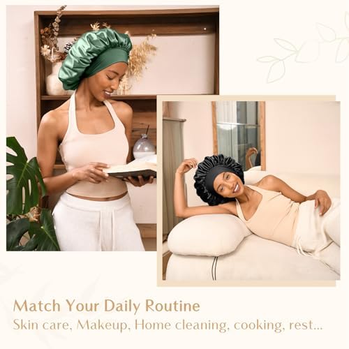 YANIBEST Satin Bonnet for Sleeping Women Double Layer Hair Silk Bonnets for Sleeping with Elastic Band