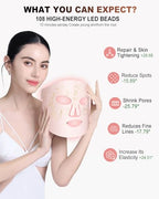 Red Light Therapy for Face, LED Face Mask Light Therapy,Near-Infrared 850 Red Light Therapy Mask(NIR),Portable,Rechargeable and Remote