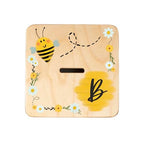 Wooden Piggy Bank for Kids and Adults, Personalized Gift Handmade in USA by BloomOwl, Custom Piggy Bank, Personalized Banks for Kids, Gifts for Baby Boys and Girls (Bee)