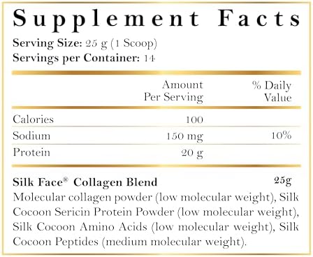 Coco March Silk Face Collagen - Silky Radiant Skin New Amino Molecules for Hair Nails-Joint Health-20g Protein NO Taste-Dissolves Instantly - Unmatched Results Elixir - 30 Day Supply