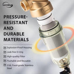 iSpring WSP-50 Reusable Whole House Spin Down Sediment Water Filter, 50 Micron Flushable Prefilter Filtration, 1" MNPT + 3/4" FNPT, Lead-Free Brass