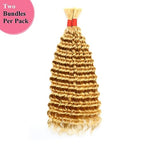 Deep Wave Bulk Human Hair for Braiding No Weft 100 g (1 Pack-2 Bundles) 100% Unprocessed Brazilian Virgin Human Hair Bulk Human Braiding Hair For BOHO Braids Curly Deep Bulk 22 inch Honey Blonde #27