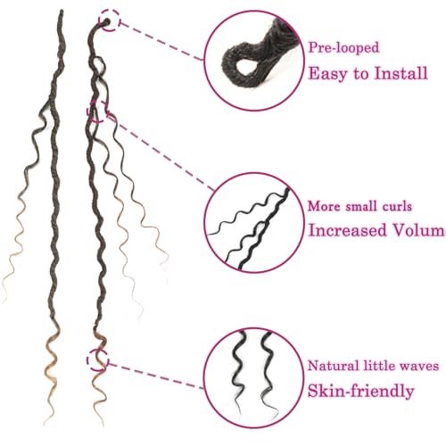 8 Packs Curly Boho Braids Faux Locs Crochet Hair, 18 Inch Goddess Locs Crochet Hair, Hippie Locs, Hair Extensions (18 Inch, 8 Packs, 4#)
