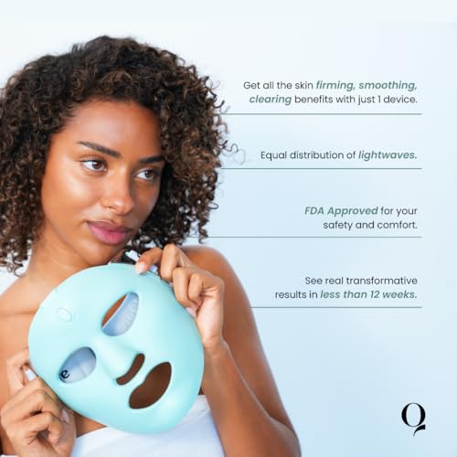Qure LED Skin Care FDA Cleared LED Face Mask With 5 Different Modes - Red and Blue Light Therapy Face Mask In One Device with Customizable Settings, Treatments & Integrated Phone App for at Home Use