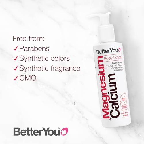BetterYou Magnesium Plus Calcium Body Lotion - Body Cream With Magnesium And Calcium - Topical Cream For Bone Support - Dry Skin Lotion - 6.08 oz