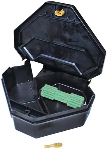 JT Eaton 904 Gold Key Rat Depot Tamper-Resistant Bait Station with Solid Lid, Indoor & Outdoor Use, Case of 6