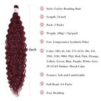 Burgundy Curly Wavy Braiding Hair Pre Stretched Boho Hair for Braiding Deep Ocean Wave Crochet Hair Water Deep Wave Boho Curls Bohemian Braids Hair Extensions 24 inch 2 Packs