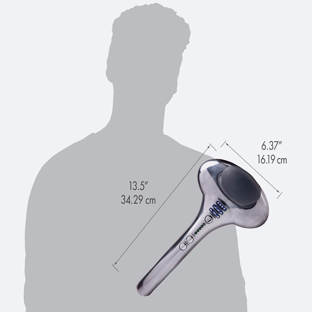 Brookstone B-HHP-650J Cordless Neck, Back Percussion Massager Deep Kneading Dual-Node Portable Light-Weight Rechargeable Brookstone Max 2, Silver ()