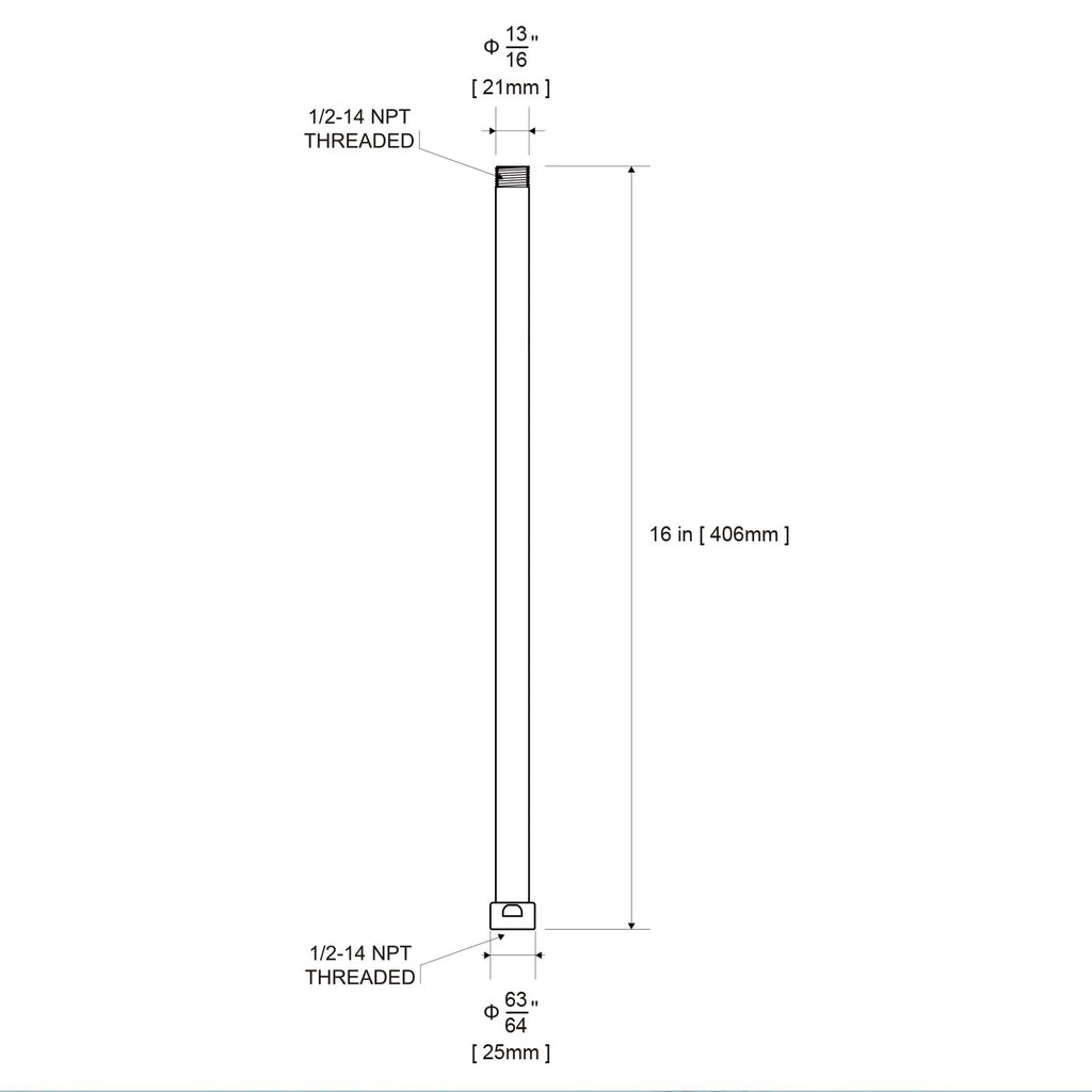 OFFO Shower Head Extension Arm, Brushed Nickel 16 in Shower Arm Extension Shower Head Extender Made of 305 Stainless Steel Shower Pipe Extension