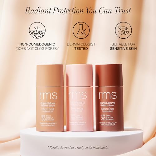 RMS Beauty SuperNatural Radiance Sunscreen SPF 30 - Tinted Sunscreen for Face, Tinted Mineral Sunscreen for Face Tinted SPF Skin Tint with SPF Makeup