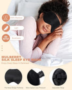 Mulberry Silk Bonnet for Sleeping Women Curly Hair Bonnets with Tie Band Double Layer Reversible Sleep Bonnet Silk Hair Wrap Sleep Cap (Black)