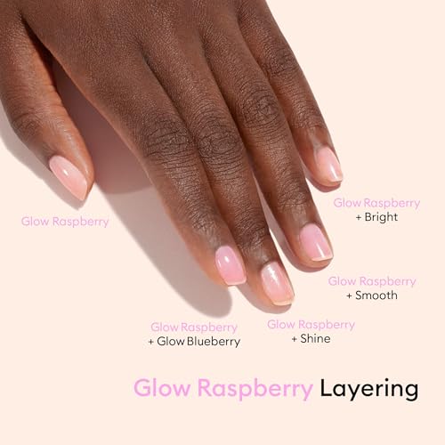 Manucurist Active Glow™ Raspberry Nail Polish & Care - Ultra-Glowy 2 in 1 Nail Concealer & Care - Plant-Based Ingredients: Sweet Almond Oil, Raspberry for Nourished Nail Rosy Mirror-Like Shine