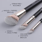 ENERGY Angled Makeup Brushes Set Vegan Powder Foundation Bronzer Nose Contour Concealer Makeup Brush for Liquid Cream Setting Powders Blending with Travel Bag